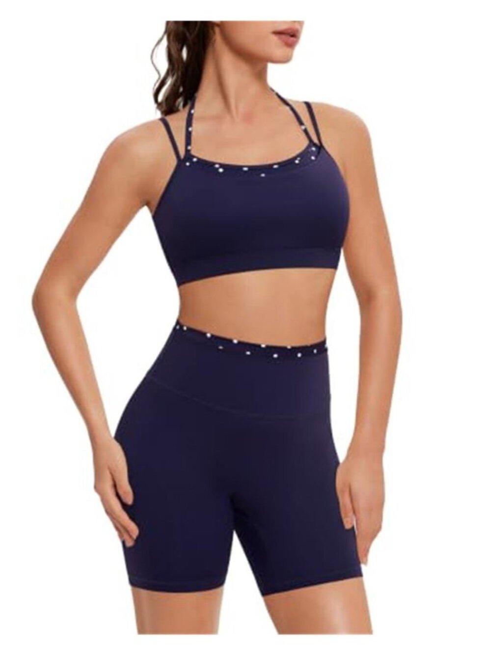Workout Sets for Women Cute Doubel Layer Sports Bra Top Gym Outfits